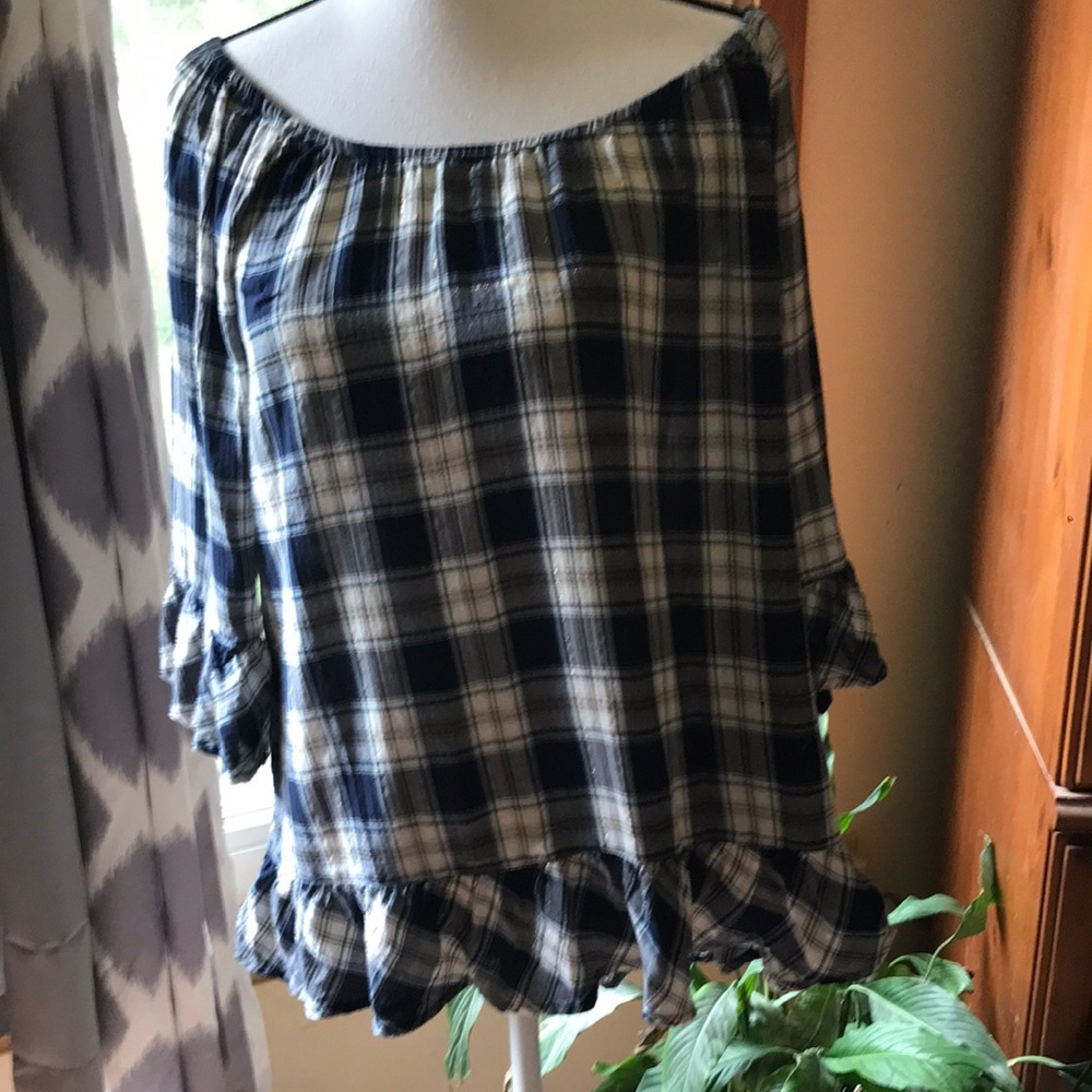 Westport 1962 plaid scoopneck top
